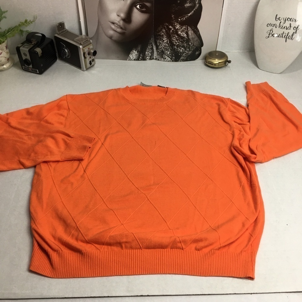 Vintage Y2K Jos A Bank Orange Cotton Ribbed Sweater